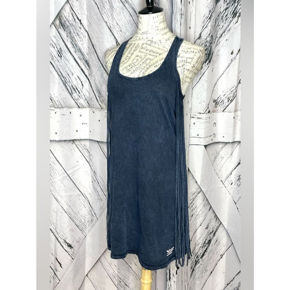 Sol Angeles T-Back Dress w/Long Fringed Sides Distressed S